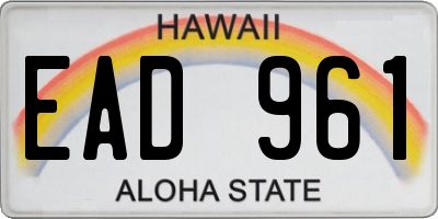 HI license plate EAD961