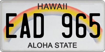 HI license plate EAD965