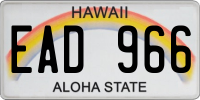 HI license plate EAD966