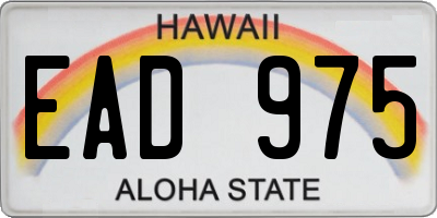 HI license plate EAD975