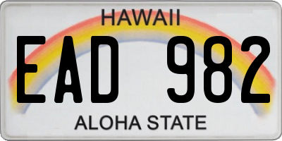 HI license plate EAD982