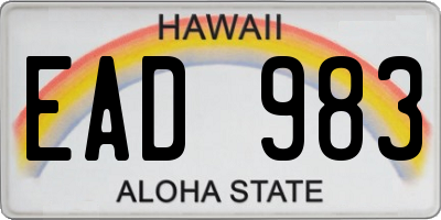 HI license plate EAD983