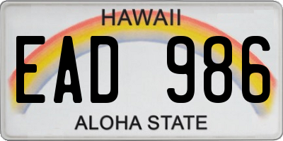 HI license plate EAD986