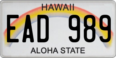 HI license plate EAD989