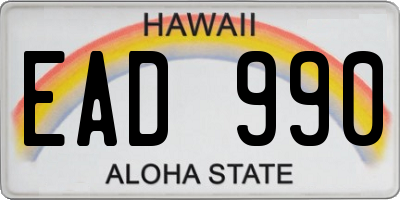 HI license plate EAD990