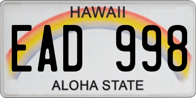 HI license plate EAD998