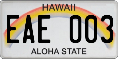 HI license plate EAE003