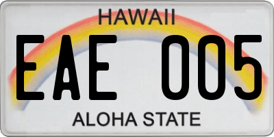 HI license plate EAE005