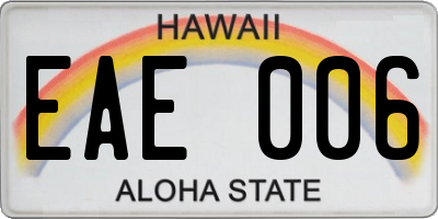 HI license plate EAE006