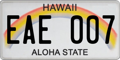 HI license plate EAE007