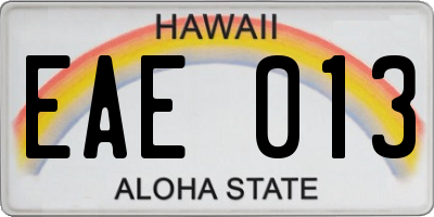 HI license plate EAE013