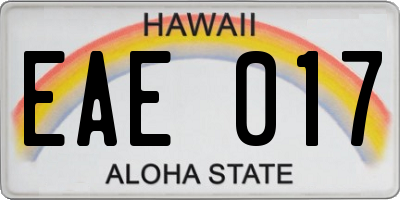 HI license plate EAE017