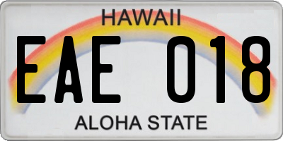 HI license plate EAE018