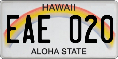 HI license plate EAE020