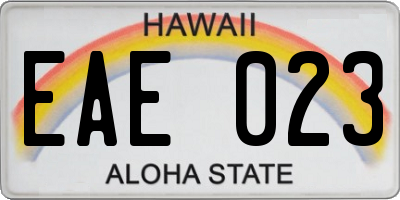 HI license plate EAE023