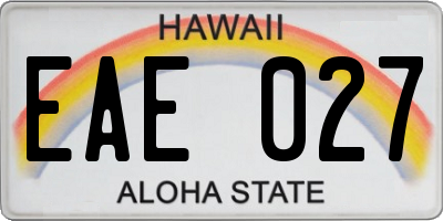 HI license plate EAE027