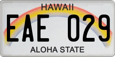 HI license plate EAE029