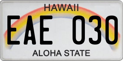 HI license plate EAE030