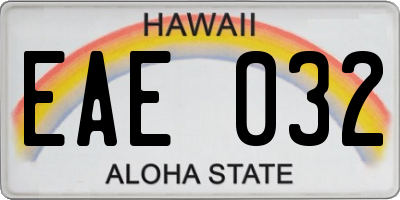 HI license plate EAE032