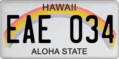 HI license plate EAE034