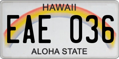 HI license plate EAE036