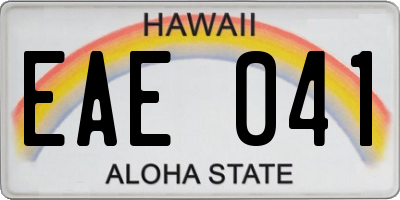 HI license plate EAE041