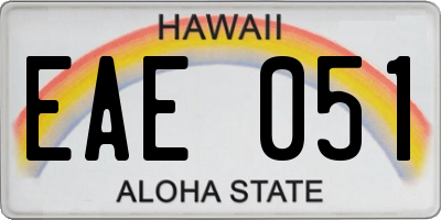 HI license plate EAE051