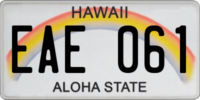 HI license plate EAE061