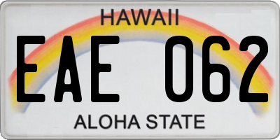 HI license plate EAE062