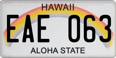 HI license plate EAE063