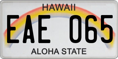 HI license plate EAE065