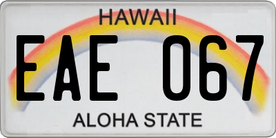 HI license plate EAE067