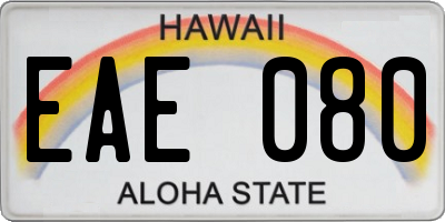 HI license plate EAE080