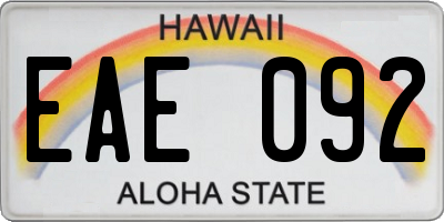 HI license plate EAE092