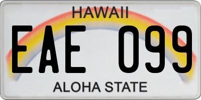 HI license plate EAE099