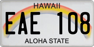 HI license plate EAE108