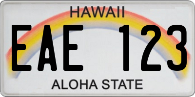 HI license plate EAE123