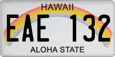 HI license plate EAE132