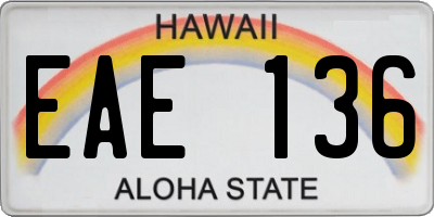 HI license plate EAE136