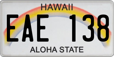 HI license plate EAE138