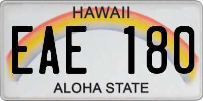 HI license plate EAE180