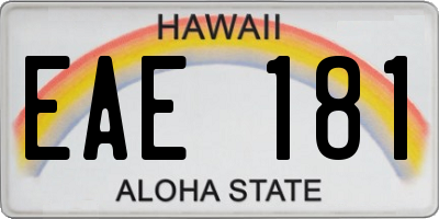 HI license plate EAE181