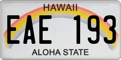 HI license plate EAE193