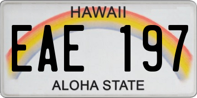 HI license plate EAE197