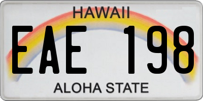 HI license plate EAE198