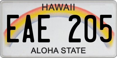 HI license plate EAE205