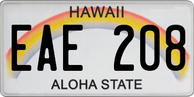 HI license plate EAE208