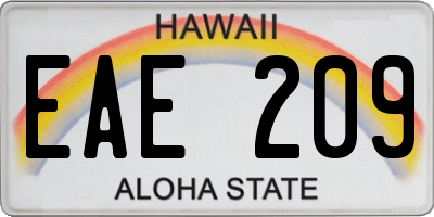 HI license plate EAE209