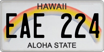 HI license plate EAE224