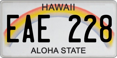 HI license plate EAE228